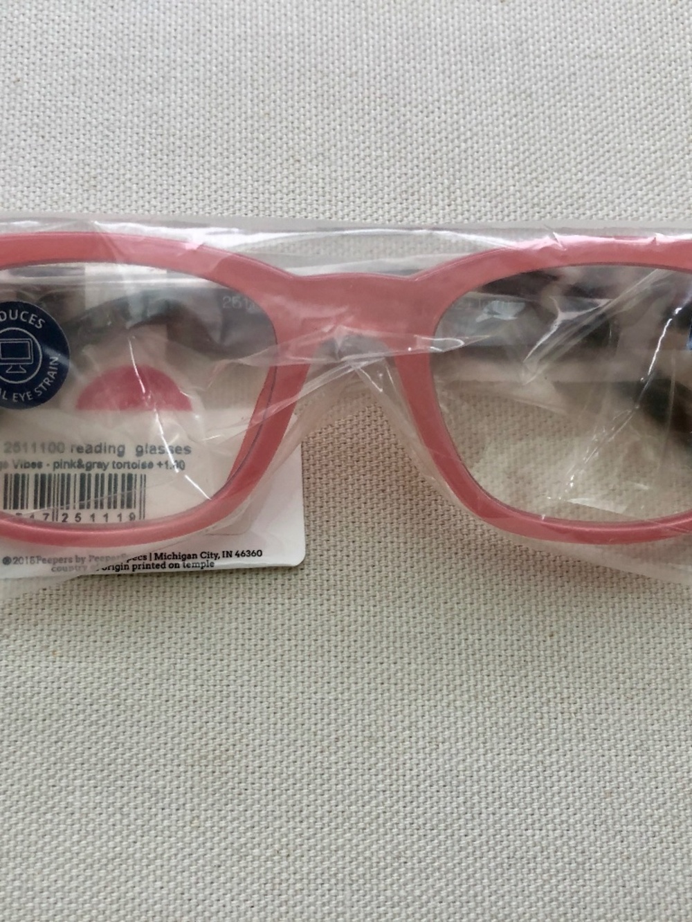 New Pink Gray Peepers Blue Light‎ Filter Glasses +1.00